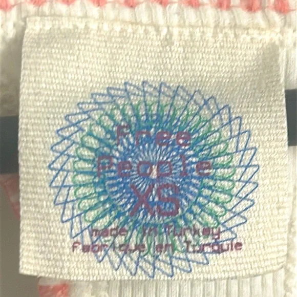 Free People Pink and Orange Geometric Ribbed Racerback Tank Top - Picture 2 of 5